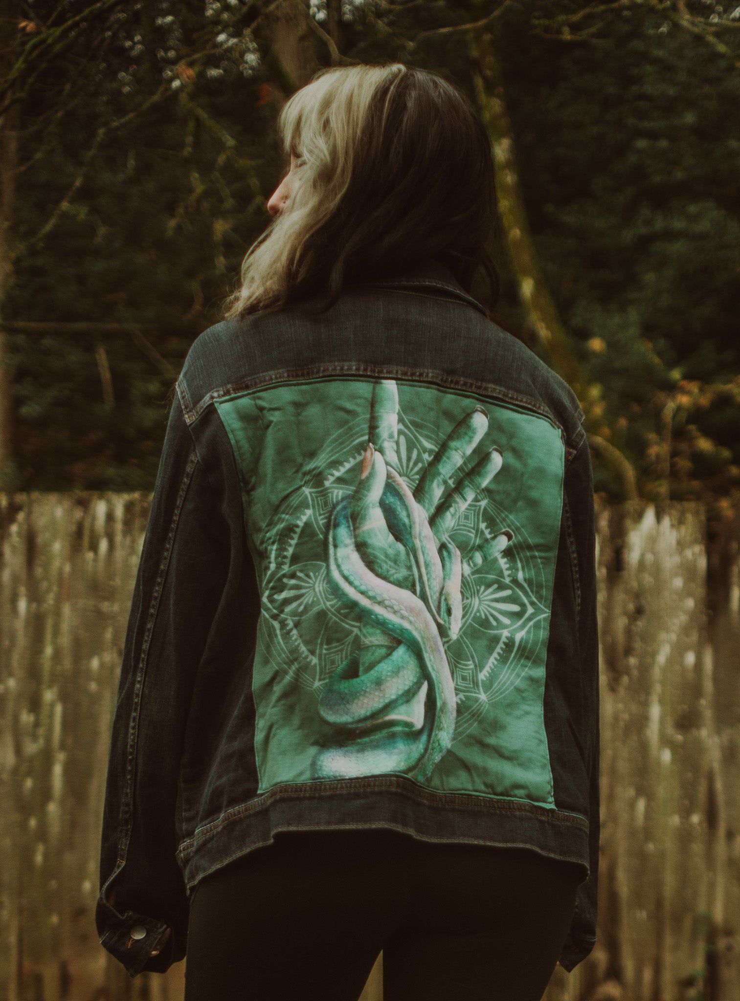 Serpentine Rhythm Upcycled Jean Jacket