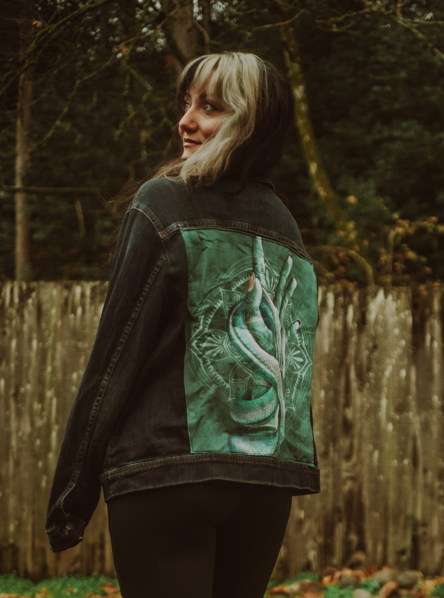 Serpentine Rhythm Upcycled Jean Jacket